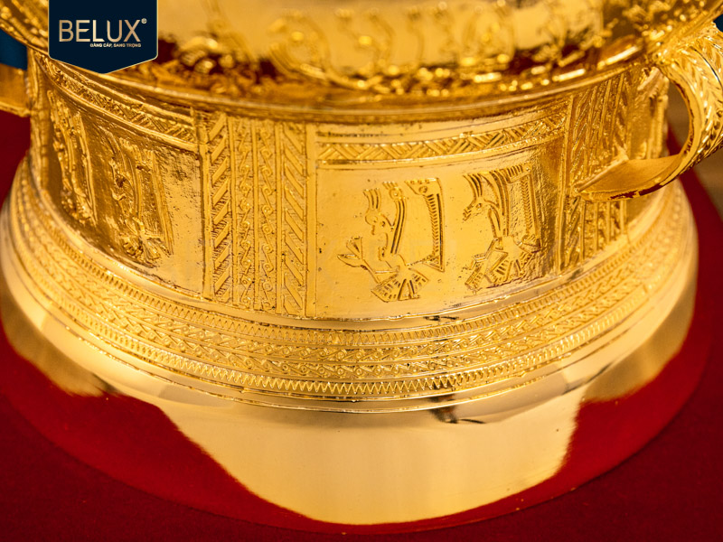 Quả trống đồng lưu niệm mạ vàng 24k các kích thước